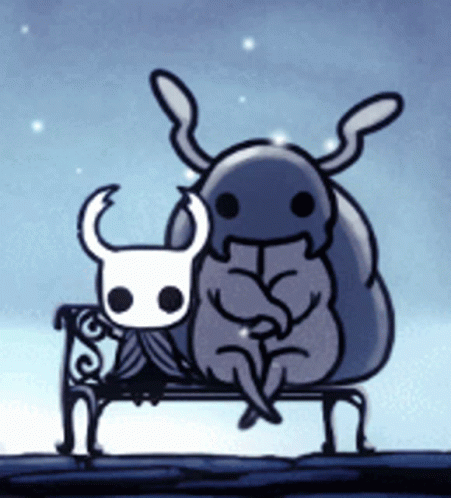 Hollow Knight Zote And Bretta Sitting Together GIF
