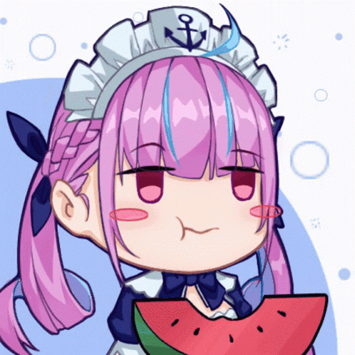 Hololive Minato Aqua Munching Watermelon GIF