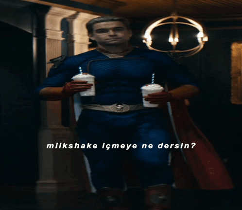 Homelander Milk Holding Milkshakes GIF