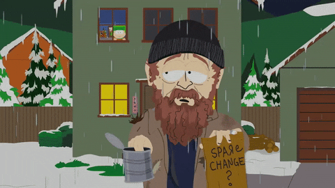Homeless Beggar Snowing South Park GIF
