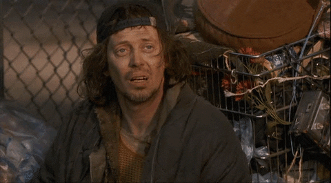 Homeless Guy Steve Buscemi Fainting GIF