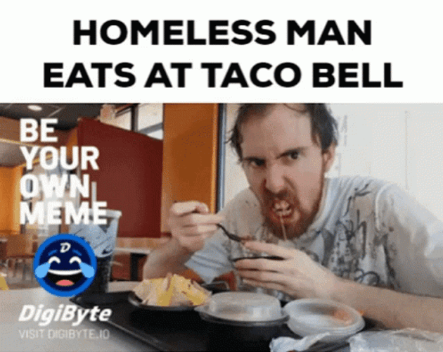 Homeless Man Eats At Taco Bell GIF