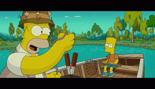 Homer and Bart Simpson Fishing