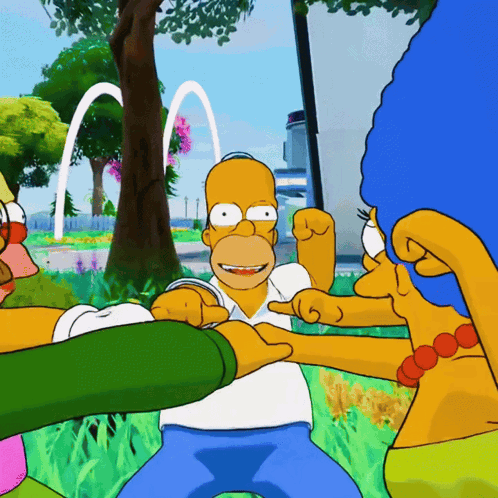 Homer and Marge Simpson Fighting in Park