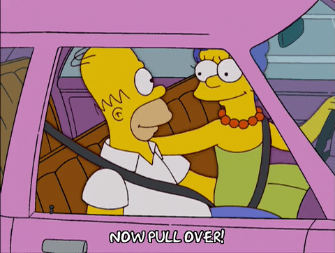 Homer And Marge Simpson In Speeding Car GIF