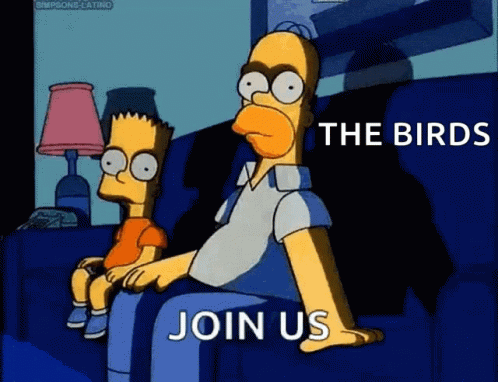 Homer Bart Simpson Couch The Birds Join Us GIF