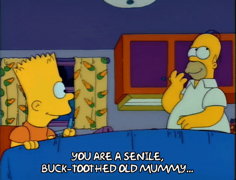 Homer Bart Simpson Senile Buck-toothed Old Mummy GIF