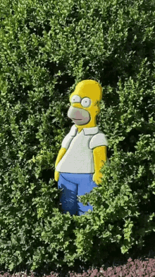 Homer Bush Hiding Cartoon Statue GIF