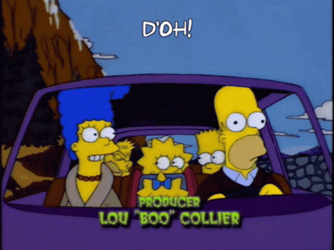 Homer Driving With His Family Doh GIF