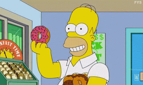 Homer Drooling Eating Donuts While Standing GIF