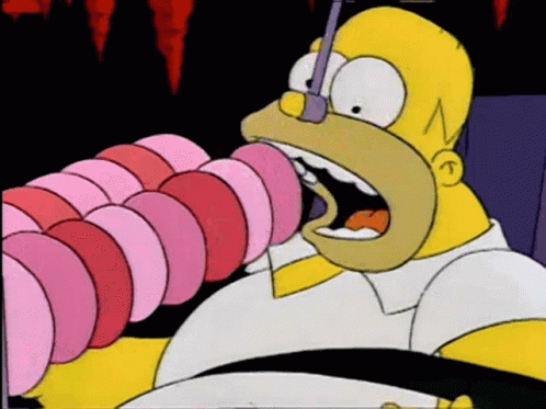 Homer Simpson Munching Donuts Nonstop GIF