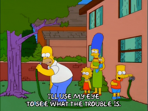 Homer Looking What Is Inside Of Fire Hose GIF