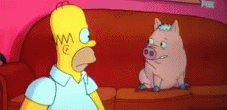 Homer Simpson And A Pig Are Sitting On A Couch . GIF