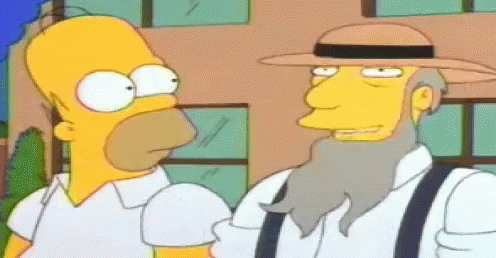 Homer Simpson And Bearded Man Standing GIF
