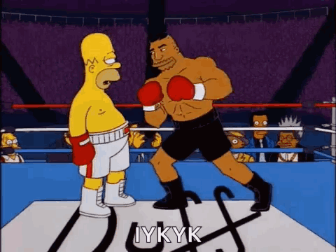 Homer Simpson And Mike Tyson Are Boxing In A Ring . GIF