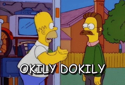Homer Simpson And Ned Flanders From The Simpsons Are Standing Next To Each Other GIF