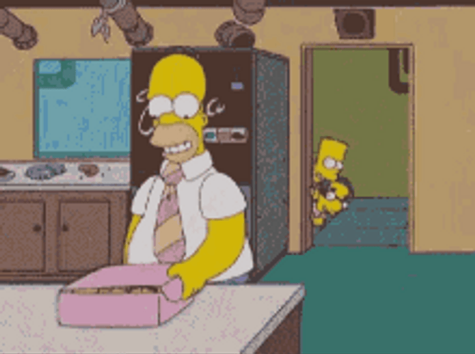 Homer Simpson Binge Eating Donuts Banana Knife GIF