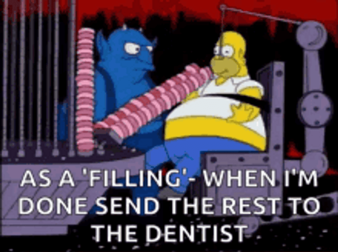 Homer Simpson Binge Eating Donuts To Dentist GIF