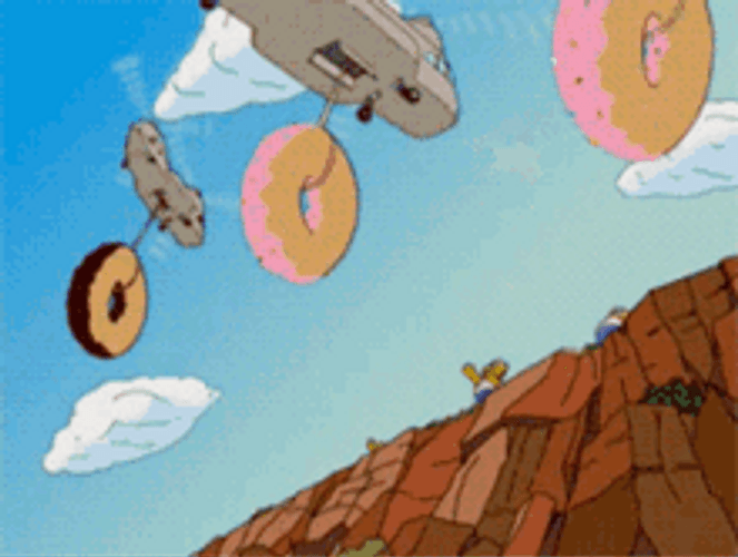 Homer Simpson Clones Fall Giant Donuts GIF