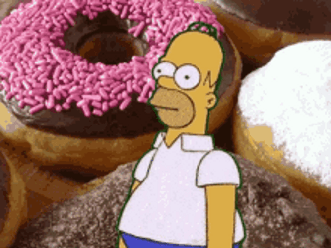 Homer Simpson Disappearing Chocolate Donut Pink Sprinkles GIF