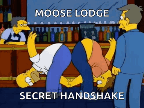 Homer Simpson Doing Secret Handshake
