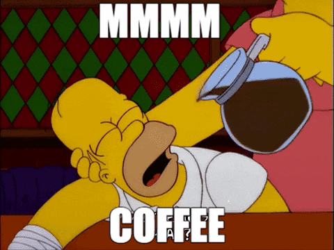 Homer Simpson Drinking A Cup Of Coffee With The Words Mmmm Coffee Below Him GIF