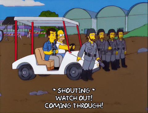 Homer Simpson Driving Golf Cart In Landmines GIF