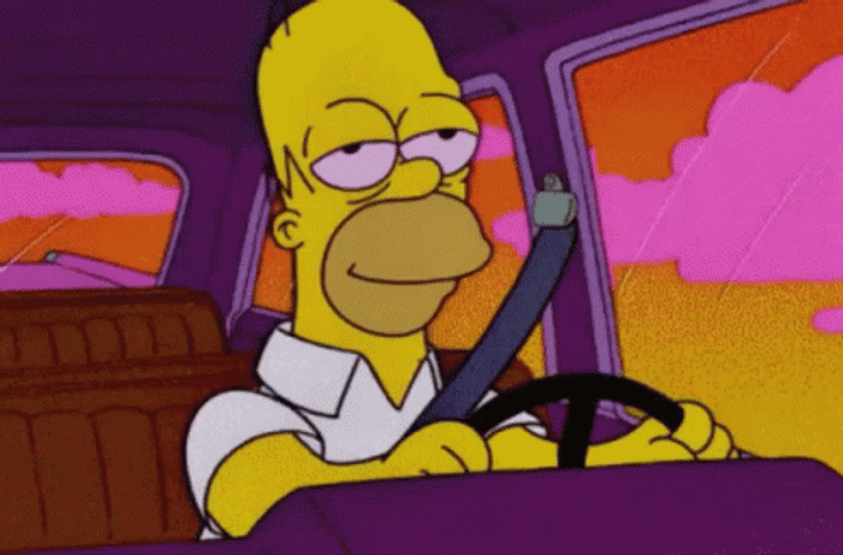 Homer Simpson Driving High GIF