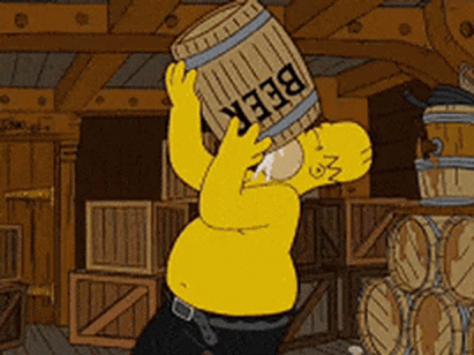 Homer Simpson Drooling Beer Drum GIF