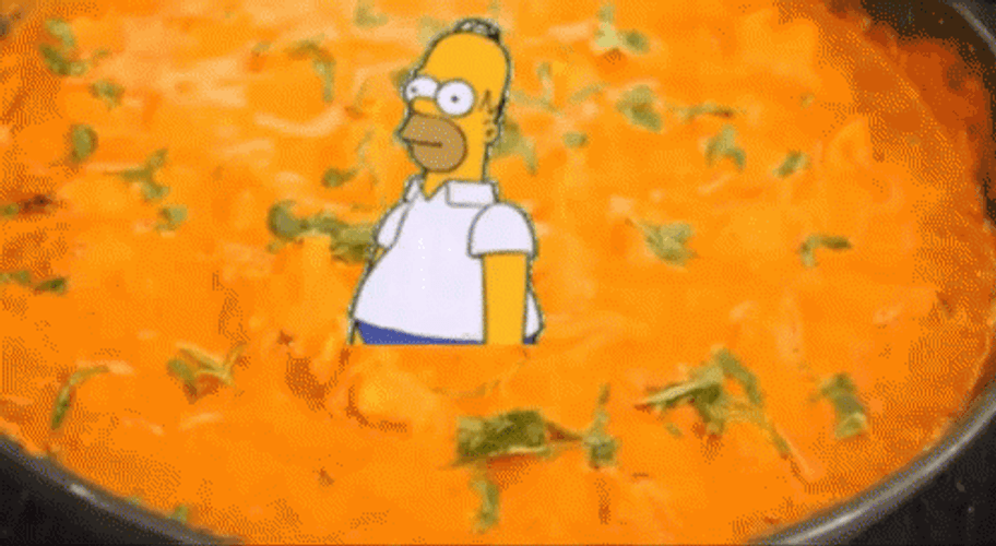 Homer Simpson Drowning In Curry GIF