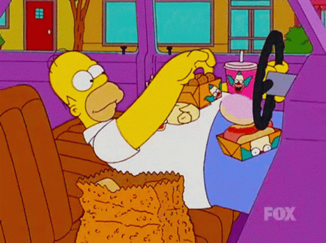 Homer Simpson Eating In Car GIF