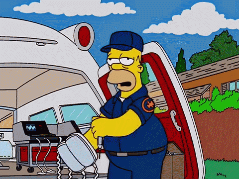 Homer Simpson Electrifying Himself Ambulance GIF