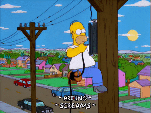 Homer Simpson Electrocuted In His Work GIF
