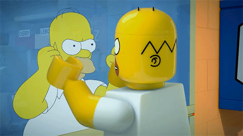 Homer Simpson Fighting With His Own Reflection GIF