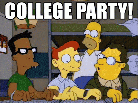 Homer Simpson Friends Laughing College Party GIF