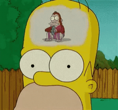 Homer Simpson Has A Picture Of A Monkey In His Head GIF