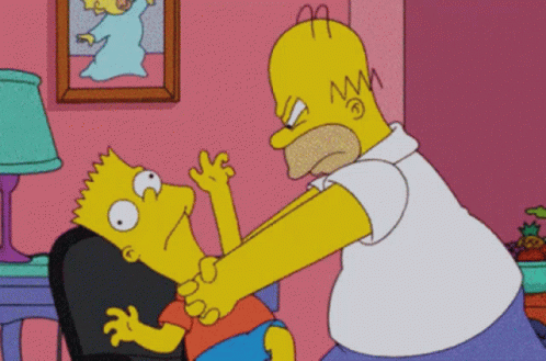 Homer Simpson Holding Bart's Arm GIF