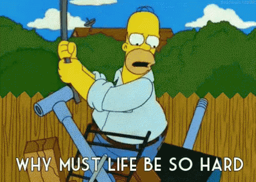 Homer Simpson Holding Hammer Why Must Life Be So Hard