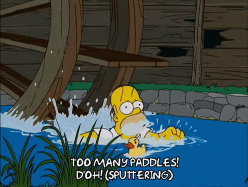Homer Simpson Holding Rubber Duck Too Many Paddles D'Oh
