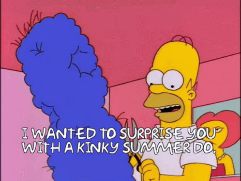 Homer Simpson Holding Scissors Saying Kinky Summer Do
