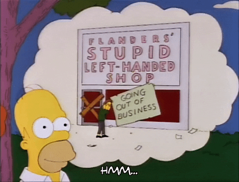 Homer Simpson Imagining Left Handed Shop GIF