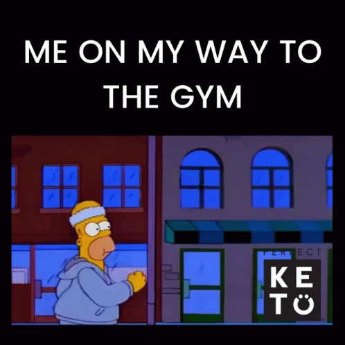 Homer Simpson in Front of Perfect Keto Gym