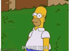 Homer Simpson In Grass With In Due Time GIF