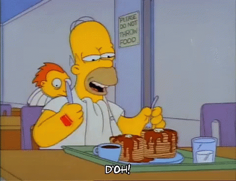 Homer Simpson With Pancakes And Do Not Throw Food Sign GIF