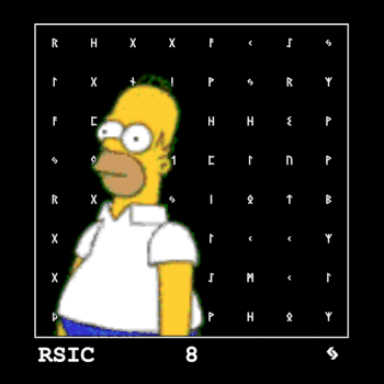 Homer Simpson Is Standing In Front Of A Black Background With The Number 8 On It GIF