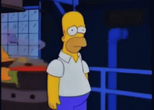 Homer Simpson Is Standing In Front Of A Blue Railing GIF
