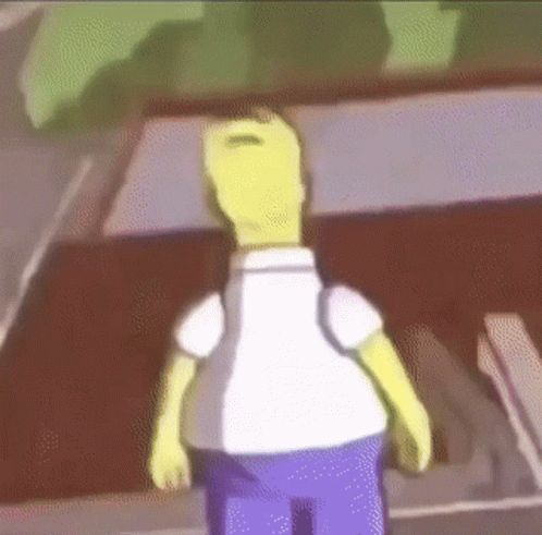 Homer Simpson Is Standing In Front Of A Car With A Backpack On His Back . GIF