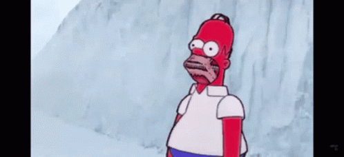 Homer Simpson Is Standing In Front Of A Waterfall And Looking At The Waterfall . GIF
