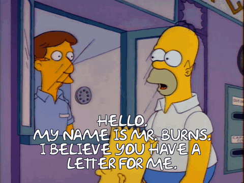 Homer Simpson Is Talking To A Mailman In A Cartoon GIF