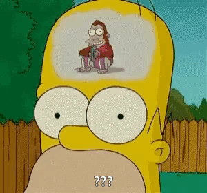 Homer Simpson Looking At Monkey In Brain GIF